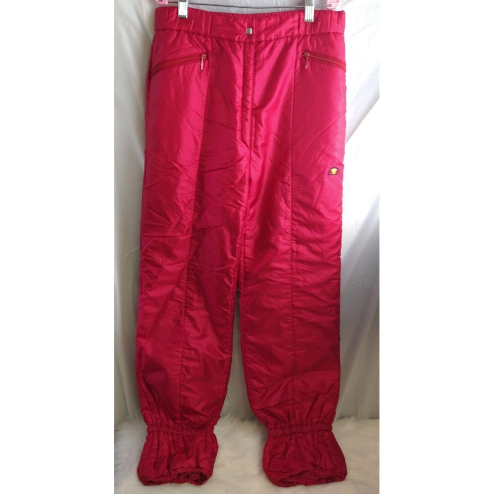 Ellesse RED Ski Pants Women EU 44 , Nylon 28" x 31" Inseam 40 Italy Vintage